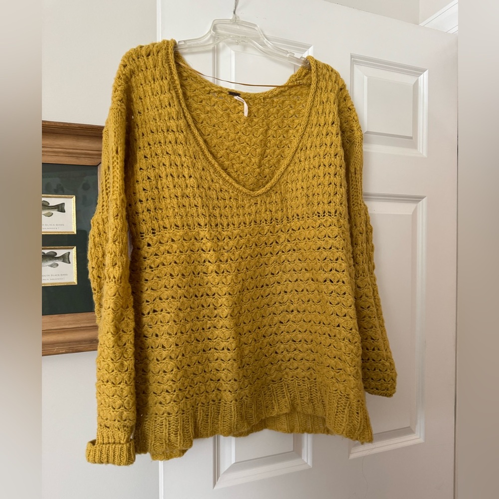 Free People Cozy Mustard Sweater Large